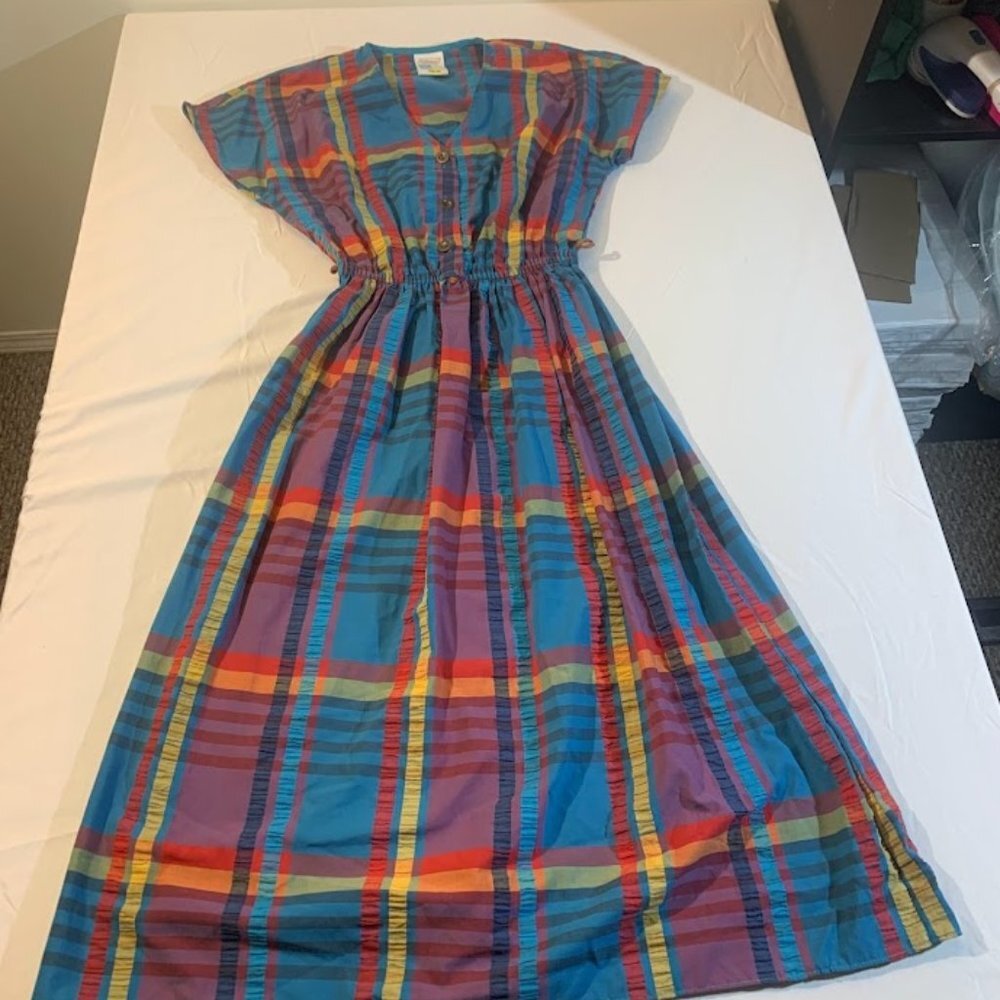 St Michael Plaid Cinch Waist Midi Dress
